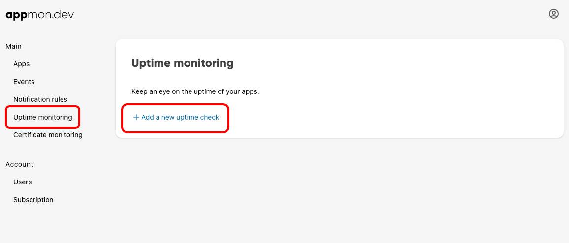 Screenshot of uptime monitoring page
