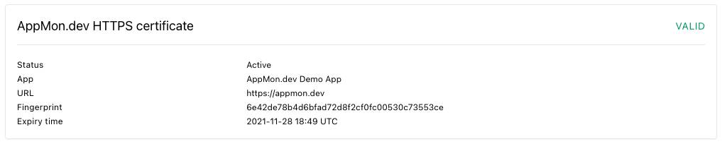 Screenshot of a valid certificate