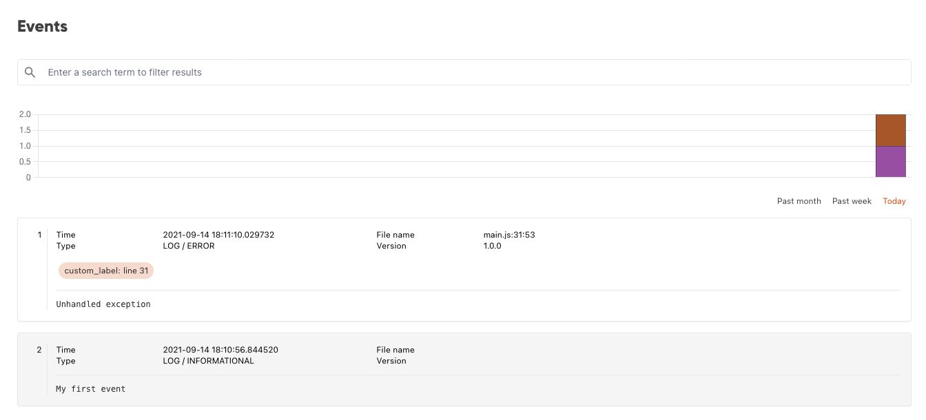 Screenshot of event view